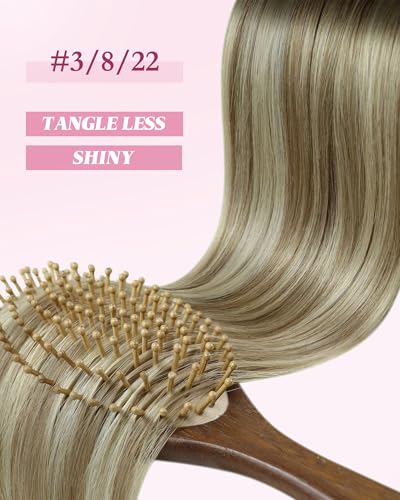 Image of YoungSee Micro Loop Hair Extensions Real Human Hair Balayage Microlink Hair Extensions Human Hair Brown Balayage Blonde Microbead Hair Extension 16Inch Ombre Bead Hair Extension 50s /57g