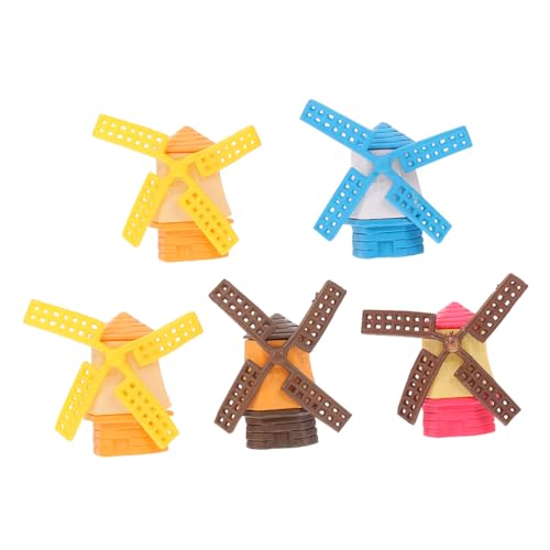 Kisangel 5 Stück Kleiner Windmühlen Gartendekoration Aus PVC Kunststoff Leichte Gartenornamente Für Terrasse Und Balkon Buntes Desktop Deko Zubehör Für Heim Und Büro