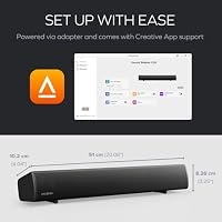 CREATIVE Sound Blaster GS5 RGB Gaming Soundbar mit SuperWide-Technologie, Stromversorgung über Adapter, bis zu 60 W Spitzenleistung, Bluetooth 5.4, Optical-in, Kopfhörerausgang, für PC und TV – Ansicht 6