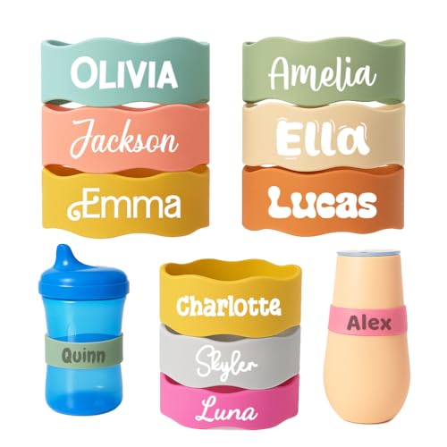 3 Pack Personalized Silicone Baby Bottle Name Bands – Custom Bott...