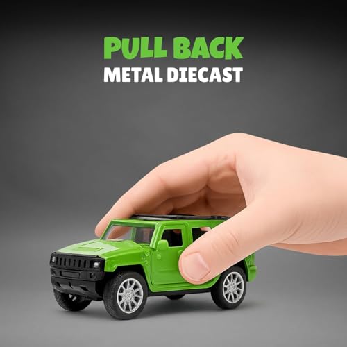 Image of Amisha Gift Gallery Hummer SUV Diecast Metal Car Toy for Kids, Green | Scale Racing Model, Pull Back Action, Opening Doors, For Kids Boys and Girls