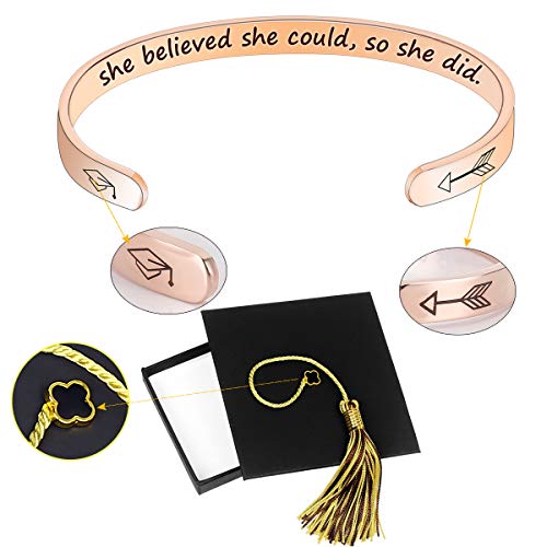 Ingooood 2023 Graduation Gift Inspirational Graduation Cuff Bracelet With Graduation Plush Graduation Bear Graduation Cap Gift Box #TOP3