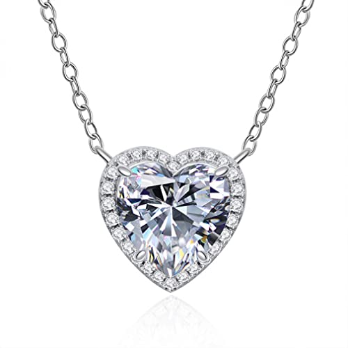 Collier moissanite cœur en argent 925, le cadeau idéal pour femme