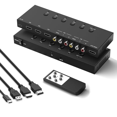 Image of 2-in-1 HDMI & AV Switcher - Play PS5 & Retro Games on 1 TV, 3 HDMI 2.0 (4K HDR) + 2 RCA Inputs - Supports Xbox Series X /Switch /Wii /PS2 /N64 - HDCP 2.2, 3D, 4:3 /16:9 Toggle