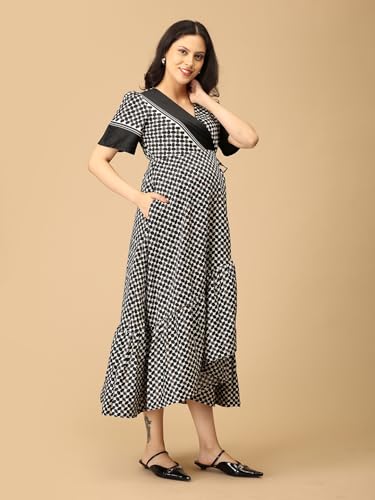 Image of The Mom Store Maternity and Nursing Wrap Dress for New Mom | Pre and Post Pregnancy Wear for Womens | Trendy Stylish Printed Friendly Dresses for Women | Comfortable