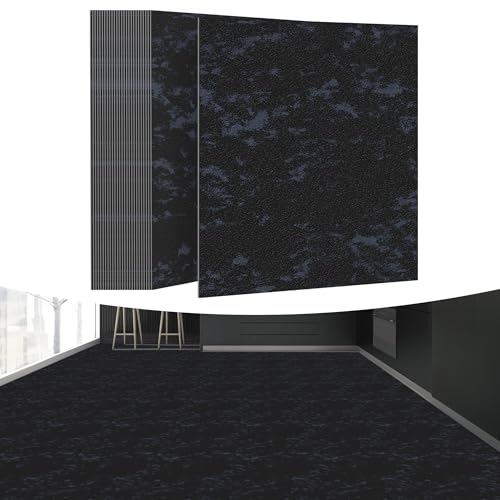 YRHome Lot de 27 revêtements de sol en PVC autocollants - 2,51 m² - 30 x 30 cm - Revêtement de sol en vinyle stratifié imperméable et antidérapant - Aspect carrelage bleu marine