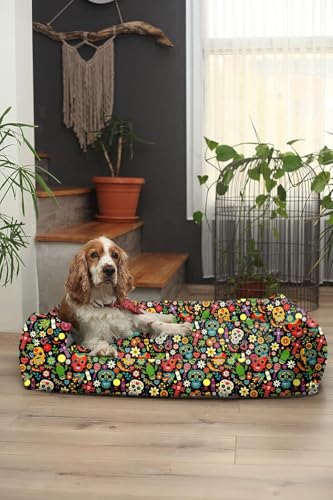 Image of SITSNOOZE XXL Dog Bed (30 to 45kg) for Doberman, Great Dane, Mastiff - Heavy Duty Orthopedic Pet Mattress, Waterproof Washable Big Sofa Lounger, Non-Slip Calming Cushion (Print 5, XXL)