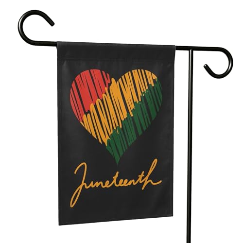 Juneteenth Heart Garden Flag-12x18 Inch Red Yellow Green African American Patriotic Yard Decor