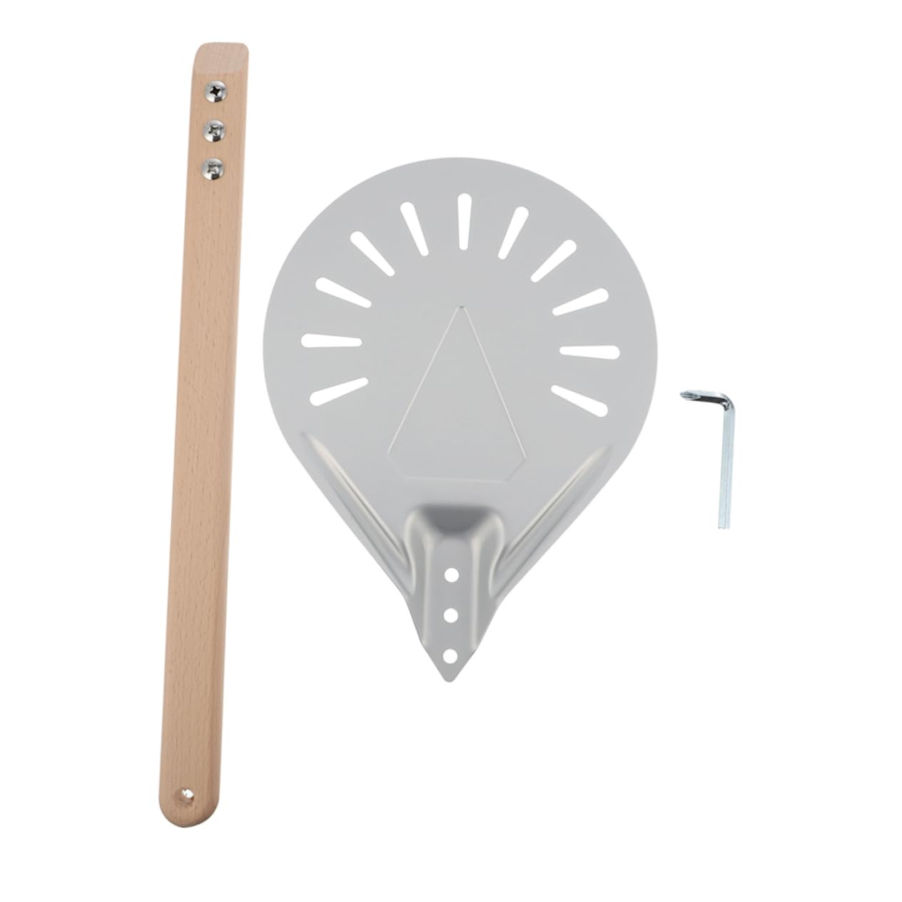 BEBEMOKO Pizza Peel Detachable Wooden Handle Perforated Pizza for Easy Loading Unloading Baking Tool for Home Outdoor Cooking