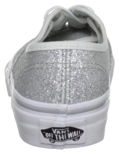 Image of Vans Girl's Fashion Sports Canvas Trainer, Glitter Silver, UK 2 /US 00