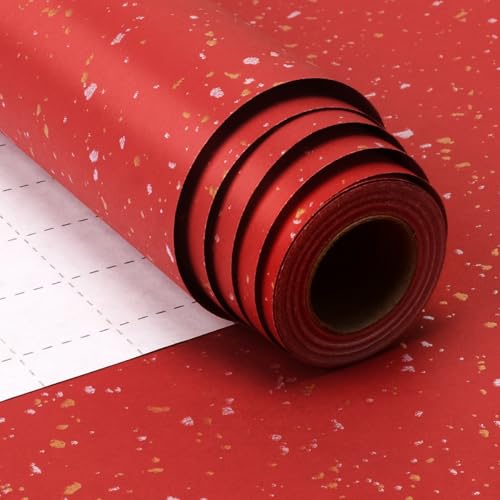 Rot Geschenkpapier 43 cm x 10 m Rot Gold Silber Geschenkpapier für Weihnachten Geburtstag Hochzeit Jubiläen