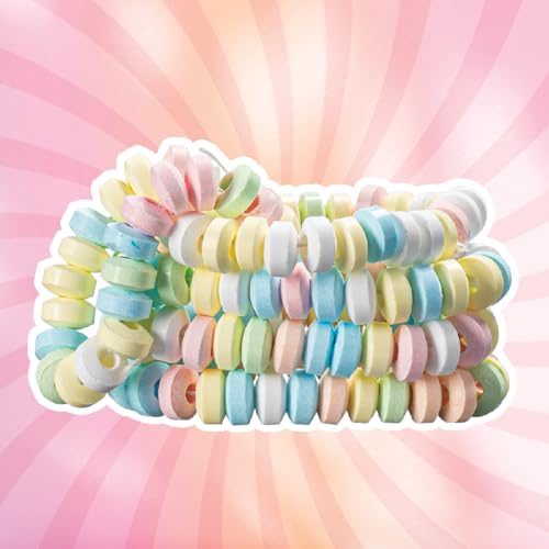 60 Candy Bracelets Individually Wrapped, Stretchable Vintage Candy Jewelry for Kids, The Perfect Pastel Addition to your Candy Buffet, Princess-Themed Party or Goody Bags, by 4YoreElves, Pack of 60 x 0.42oz