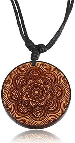 Earth Accessories Adjustable Handmade Carved Organic Wood Necklace for Women - Large Wooden Necklace with Pendant or Wood Jewelry