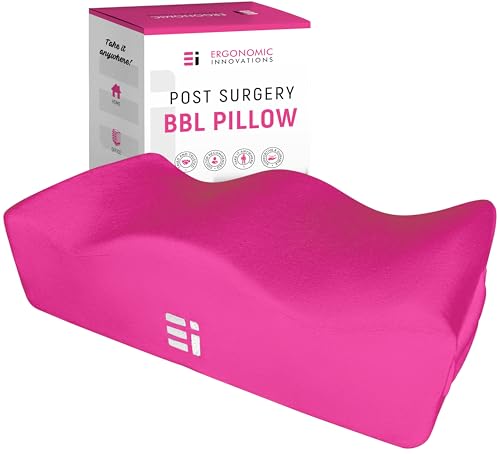 BBL Pillow After Surgery for Sitting - Brazilian Butt Lift Recovery Must Haves, Butt Pillow for Sitting After Surgery, Pain & Pressure Relief for Home, Office, Driving, BBL Supplies & Accessories Pink