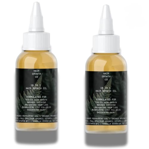 (2-PACK) Hair Growth Co | The Authentic 10-in-1 Hair Growth Oil with African Chebe Powder Biotin Rosemary & Peppermint POWERFUL Natural Formula for EXTREME Hair Growth & Regrowth (2 Fl OZ)
