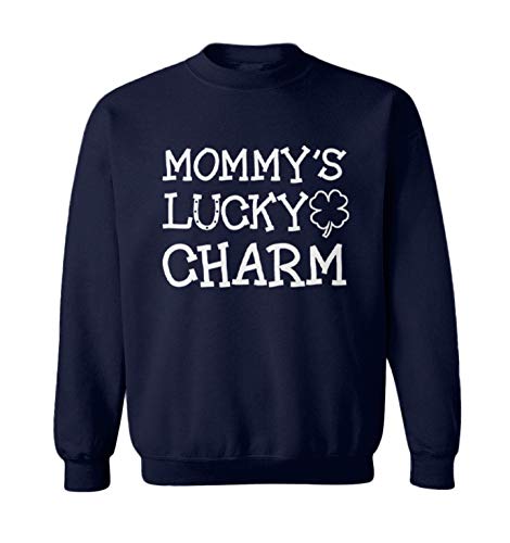 Mommy's Lucky Charm - Horseshoe Clover Toddler Fleece Crewneck Sweater