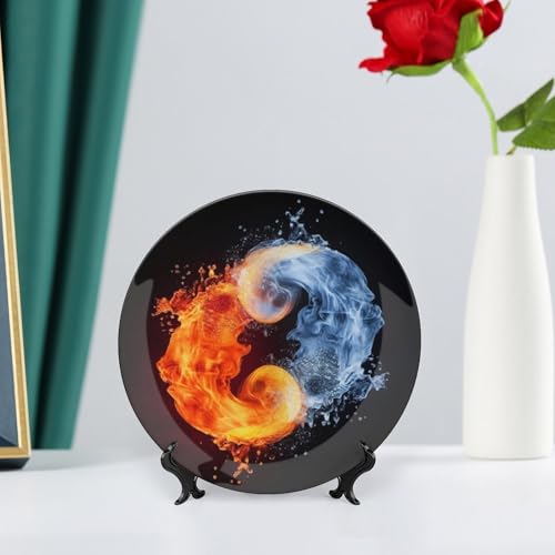 Plato decorativo Yin Yang Fire Water de cerámica 7 pulgadas miniatura 6
