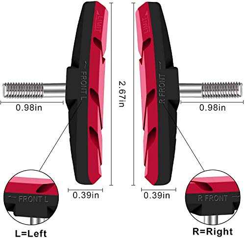 Image of Chooee Bike V-Brake Pads, Bicycle 70mm Brake Blocks Set, 2 Pairs Universal Brake Shoes