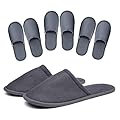 Kiuiom Ciabattine Spa Morbide,Pantofole Hotel,Ciabatte Ospiti,Pantofole in Pile Corallo Punta Chiusa 4 Paia Pantofole Portatili Unisex Antiscivolo per Hotel Spa Casa Viaggi
