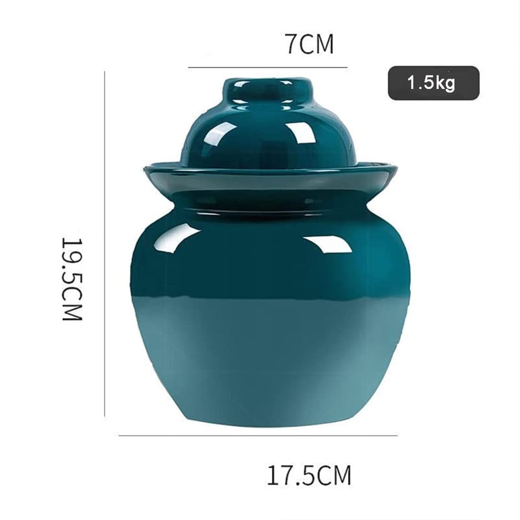 Niebieski porcelanowy słoik do wytrawiania, tradycyjny chiński garnek do fermentacji ceramicznej, garnek Kimchi z pokrywką do przechowywania żywności, uszczelka wodna pokrywa śluzy do kiszonej