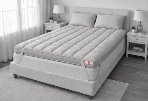 Image of Mattress Padding /Mattress Topper 3000 GSM Double Size Bed Finest Imported Super Microfiber Soft- 72 Inch X 75 Inch-Grey