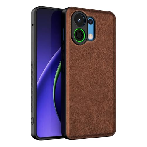 Image of Kapa Tux Leather Back Cover for Oppo K13 Turbo / K13 Turbo Pro | Slim Shockproof Camera Protection Bumper Case (Brown)