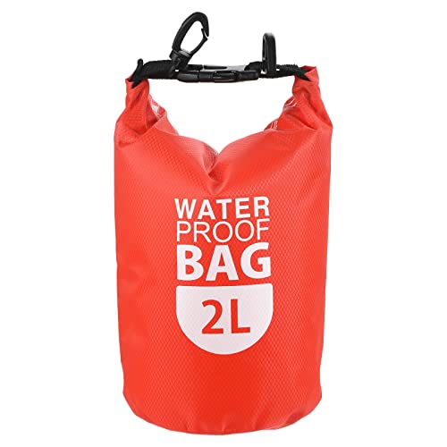 PATIKIL Bolsa Seca Flotante Impermeable 2L, Mochila Seca Flotante para Exterior con Ventana Transparente para Bote, Rafting, Kayak, Roja