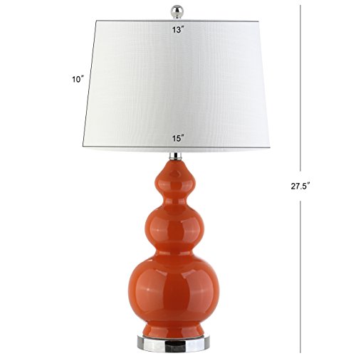 JONATHAN Y 27.5" Coral Modern Ceramic Gourd Table Lamp for Living Room, Large Bedside Nightstand Lamp for Bedroom, White Linen Drum Shade, LED Bulb Included JYL4023A by JONATHAN Y - Image 6