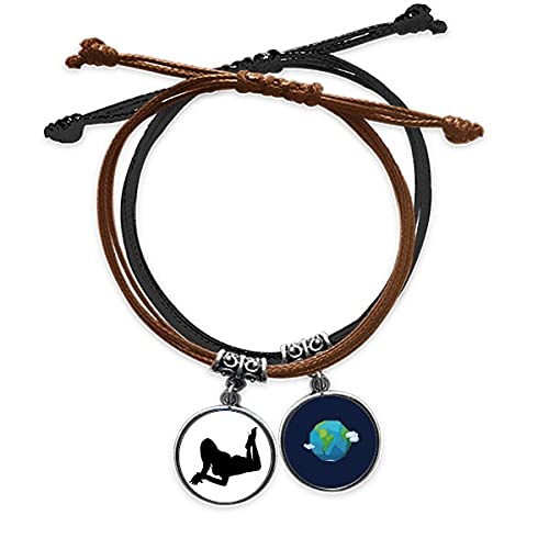 Pulsera cadena cuero tierra silueta mujer atractiva de diseño artesanal