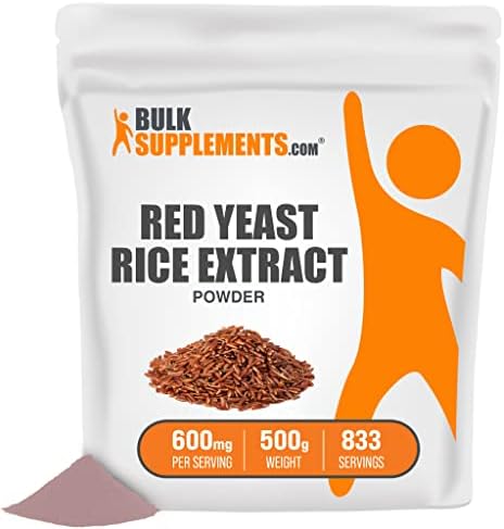 BULKSUPPLEMENTS.COM Red Yeast Rice Extract Powder - Herbal Supplement for Heart Health, Red Rice Yeast - 600mg of Red Yeast Rice Powder per Serving, Soy Free (500 Grams - 1.1 lbs)