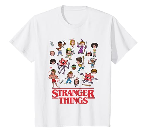 Niños Stranger Things Cartoon Characters Camiseta