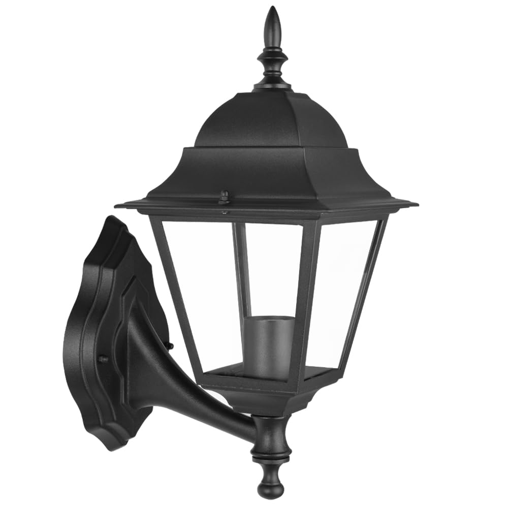Hoteche Outdoor Wall Lantern - Aluminum Exterior Wall Light Fixture for Porch, Patio, Garage - E27 Socket, IP44 Rated Weatherproof Sconce (Bulb Not Included)
