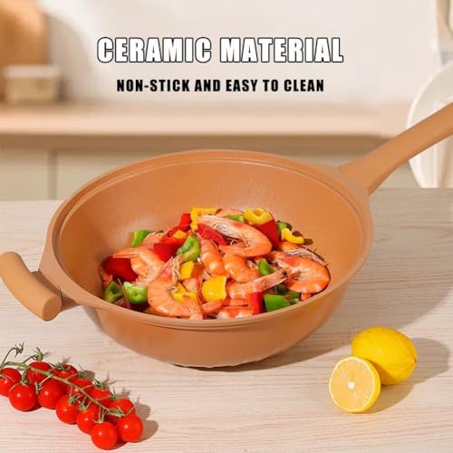 Wok de Barro Antiadherente 2 en 1 con Vaporera 12.6in miniatura 3