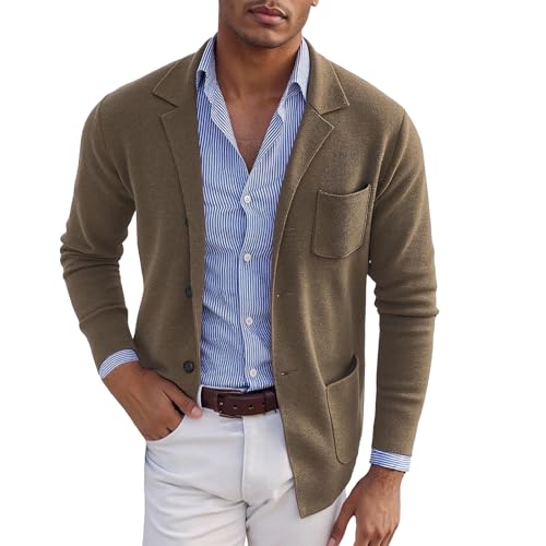 Thatrich Men's Casual Blazer Lightweight Jacket Slim Fit Cardigan Business Casual Sports Coats for Formal Wedding Office Work