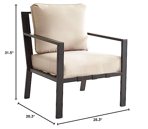 Lokatse Home Outdoor Club Chair Patio Metal Dining Sofa With Steel Frame For Porch, Deck, Poolside, Beige Cushions #TOP7