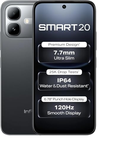 Image of Infinix SMART 20 (Shadow Black, 4GB RAM, 64GB Storage) | MediaTek Helio G81 Ultimate Processor | 8MP Rear Camera | 8MP Front Camera | 6.78 inch HD+ Display | 5200mAh Battery | Dual SIM Smartphone