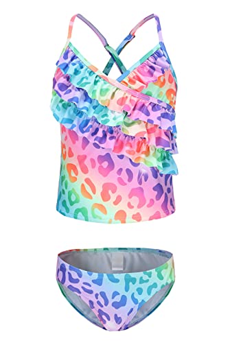 Image of Girls Tankini Swimsuits Two Piece Bathing Suit Hawaiian Ruffle Swimwear Set for Kids Girls 3-16 Years