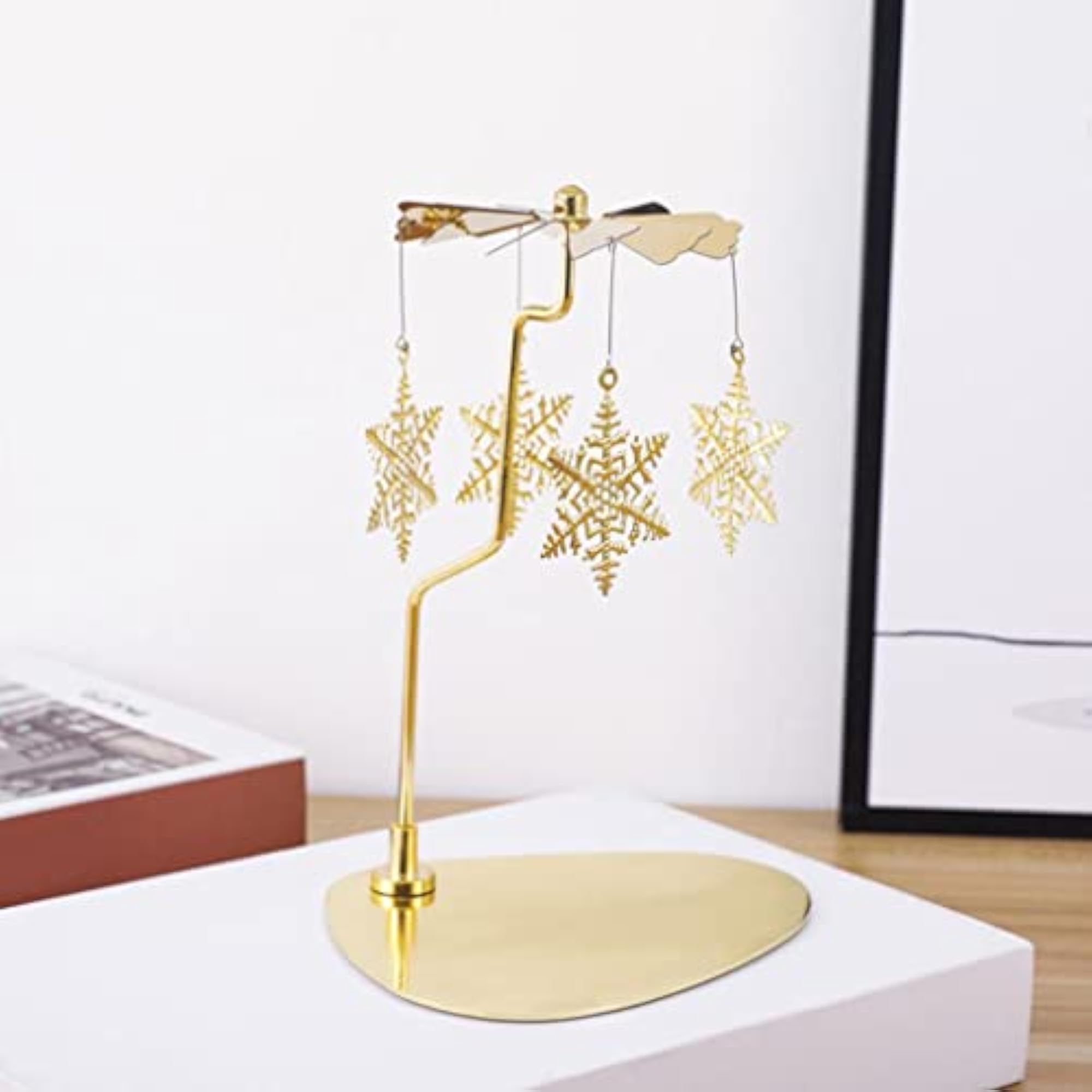 Rotating Spinner Snowflake Candle Holder for Home Decor