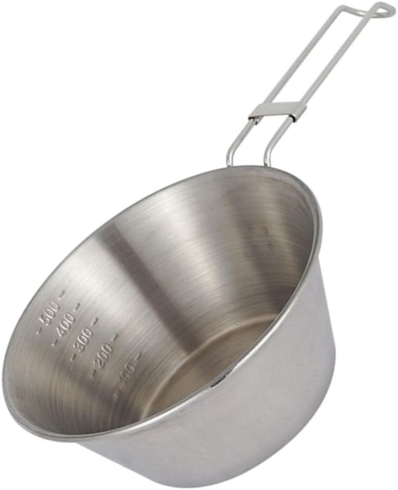 ibasenice Foldable Handle Stainless Steel Camping Bowl Portable Outdoor Food Bowl for Hiking Barbecue and Picnics present for Campers and Outdoor Enthusiasts
