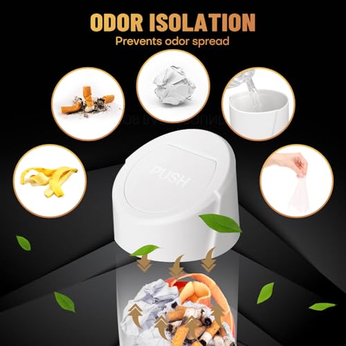 Image of Car Trash Can Bin with Lid - 2 Packs Car Garbage Can Cup Holder - White Mini Leakproof Vehicle Trash Garbage Can Bin with 40pcs Trash Bags-Car Organizers and Storage for Front Back Seat Accessories
