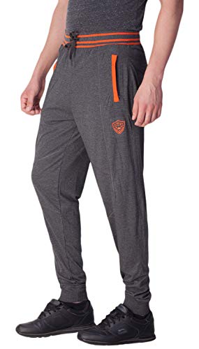 Image of ONN Men's Supreme Cotton Rich Fabric Track Pant |Relaxed Jogger for Men |Ribbed Color Broad Waistband with Drawstring | Vertical Contrast Ribbed Zippered Pockets|OA757