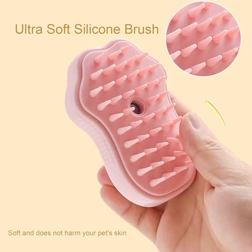 Image of Cat Steam Brush - New 3-in-1 Rechargeable Self-Cleaning for Shedding, Massage & Hair Cleaning, Cat Brush with Steam Suitable for All Cats & Dogs(Pink)