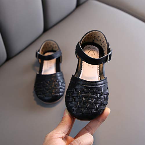 EnJoCho Little Girls' Sandals Infant Kids Baby Summer Beach Weaved Casuanl Princess Shoes for Childen 1 to 12Years (Black-a#qh, 12 Little Kids)2
