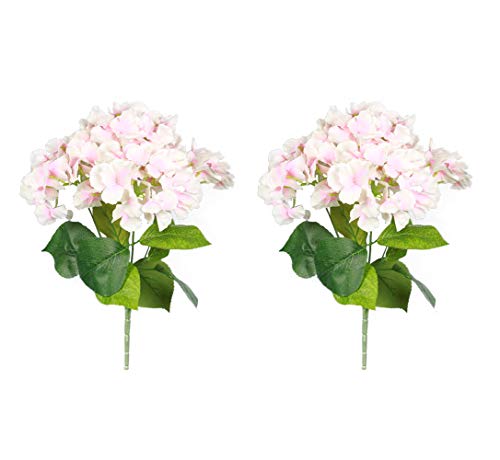 SN Decor Artificial Flower Bush 2 Sets of Hydrangea Bouquet (18â€x10â€) for Vase Centerpiece Floral Arrangement Decorative Cream Pink Silk Flower Bouquet Hydrangea Bush Faux Hortensia Bouquet - New
