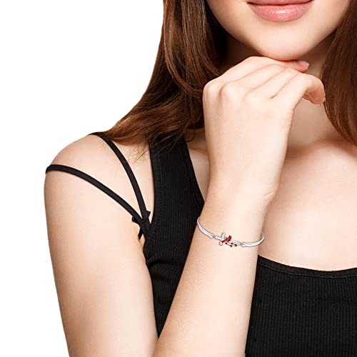 Red Cardinal Bracelet for Women Sterling Silver Cross - 'Appear When Angels are Near' Memorial Sympathy Bangle Jewelry Charms - Mother's Day Gifts3