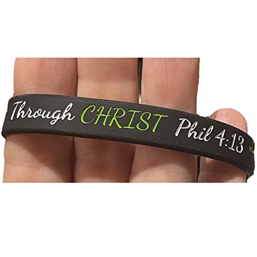 Biblebanz Black Inspirational I Can Do all Things Through Christ Phil 4:13 Bracelet Silicone Wristband Philippians 4 13 Christian Religious Mega Bulk Pack Church Supplies 100 Count4