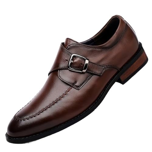 Men's Leather Oxford Dress Shoes Slip-On Pointed Toe Formal Wedding Party Shoes with Non-Slip Sole Comfortable Soft Insole