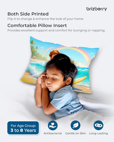 Image of Brizberry Kids Pillow Cushion with Super Soft Fabric | Animal & Cartoon Prints | 12x18 inches (Design 9)