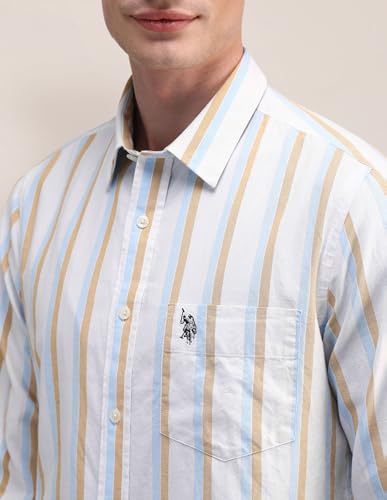 Image of U.S. Polo Assn. Men's Cotton Regular Fit US Polo Ass. Checked Button Down Long Sleeve Casual Regular 1621 Casual Shirts (UDSHT1439)