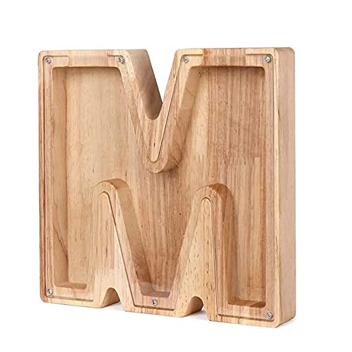 Spardose Holz Personalisierte Buchstaben Sparschwein-Kreative Alphabet Münze Sparen Spardose Benutzerdefinierte Holz Sparschwein für Kinder Gelddose Münze für Erwachsene Geburtstag und Weihnachten Cover